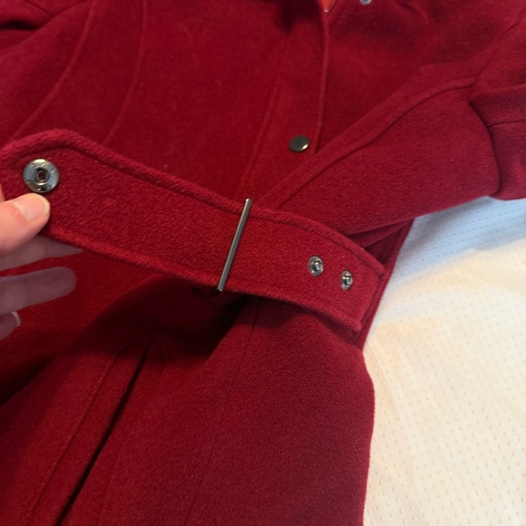 St John’s Bay Dark Red Wool Cashmere Blend Coat w/ Hood Lined Medium READ - Picture 5 of 15